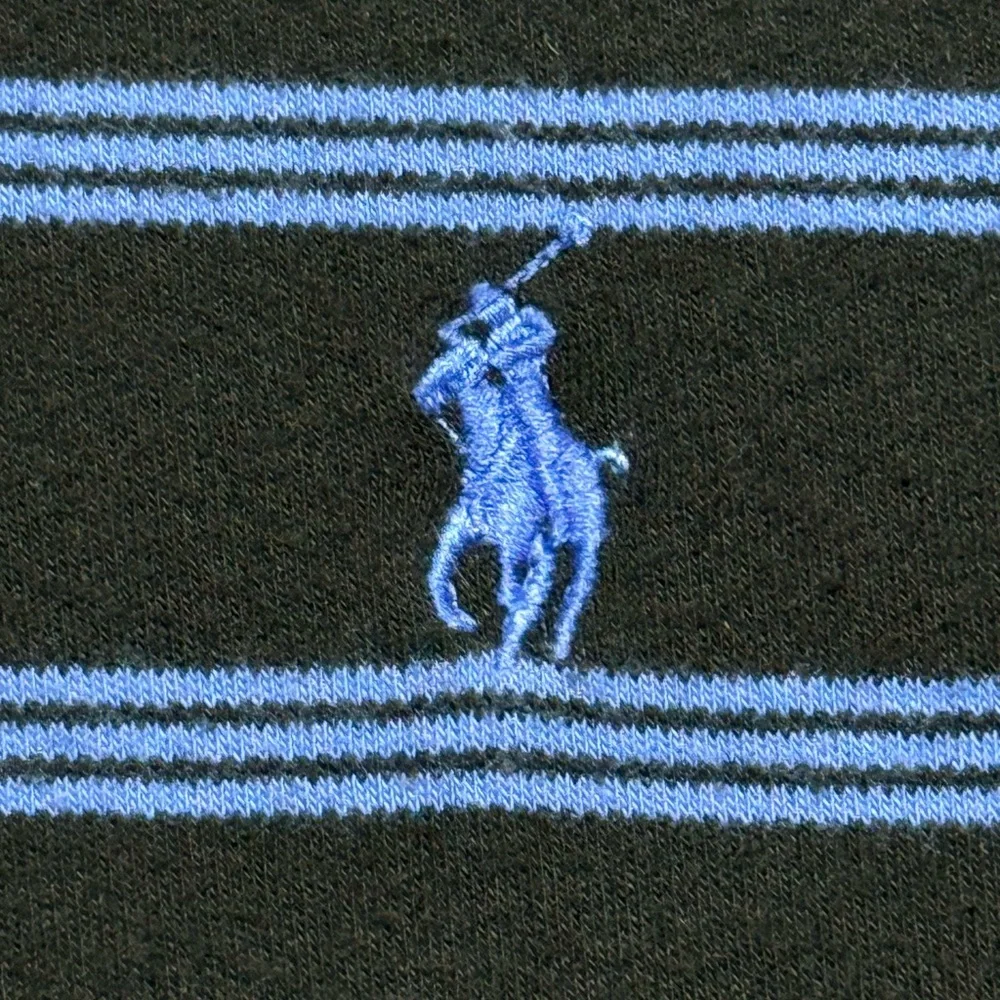 * SOLD * Polo by Ralph Lauren Men's Polo Size L Shirt Black & Blue Stripes - Picture 4 of 8